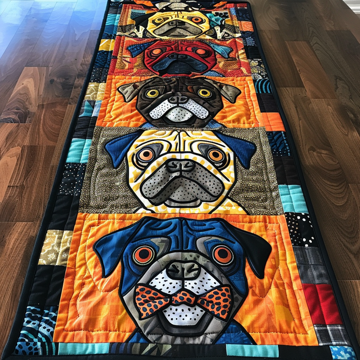 Bold Pug Kunst Quilted Table Runner NCU0TH166