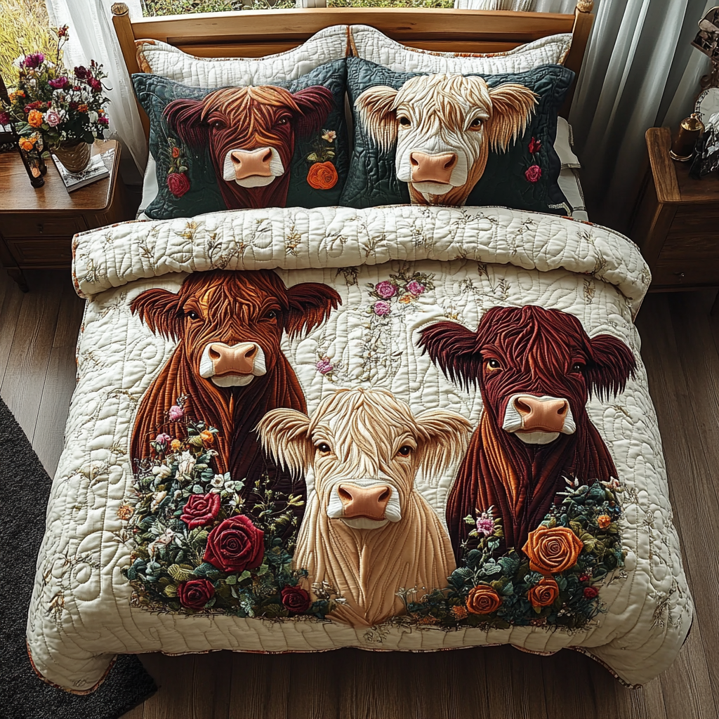 Bonnie Bovine 3-delt quiltet sengetøjssæt NCU0DV3228