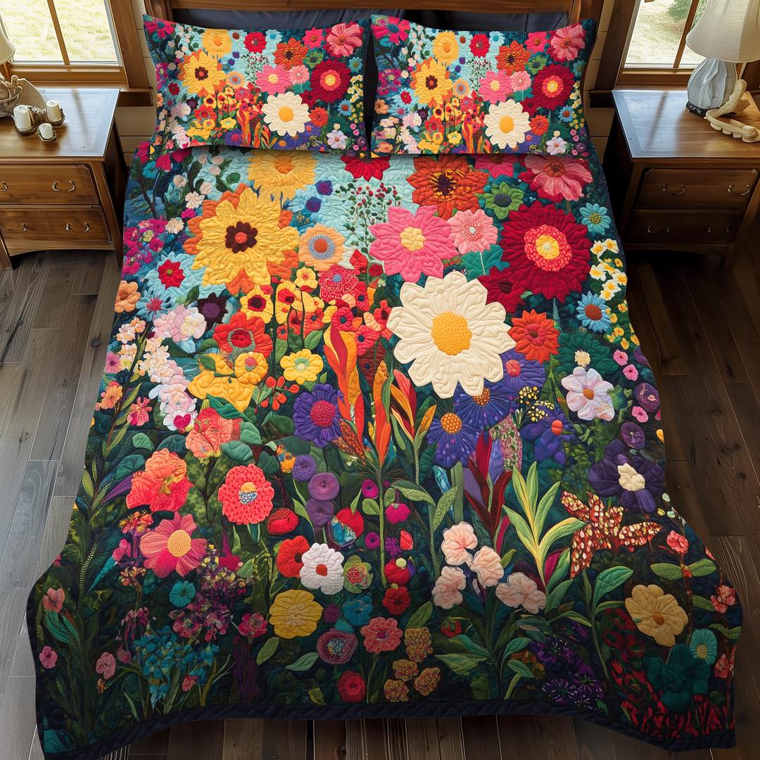 Brilliant Flowers 3-delt quiltet sengetøjssæt NCU0VL384