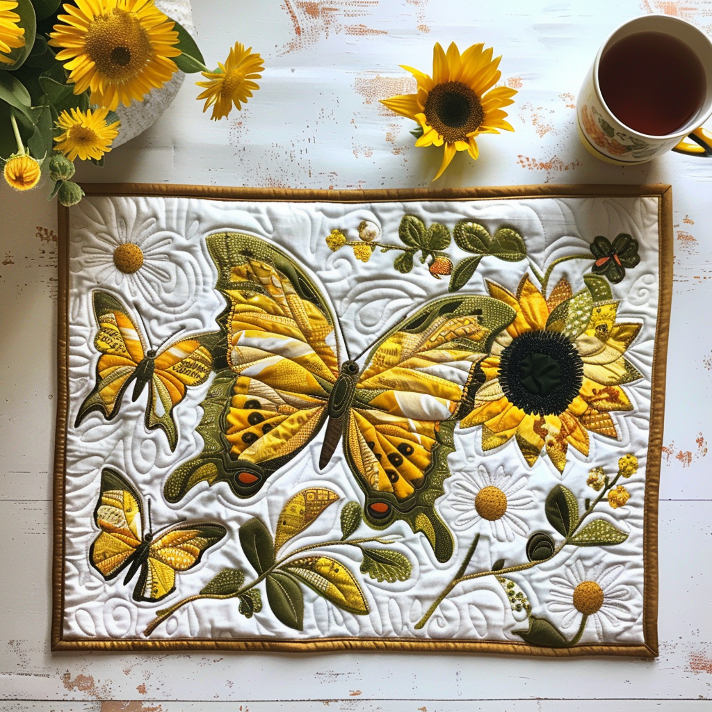 Sommerfugledans i Solsikkemarker Quilted Placemat NCU0TL094