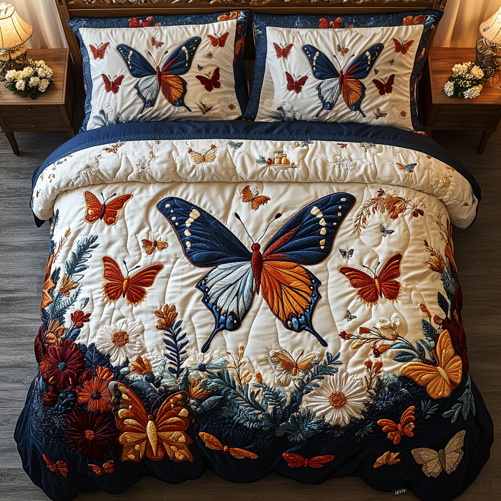 Butterfly Bliss 3-delt quiltet sengetøjssæt NCU0DK2269