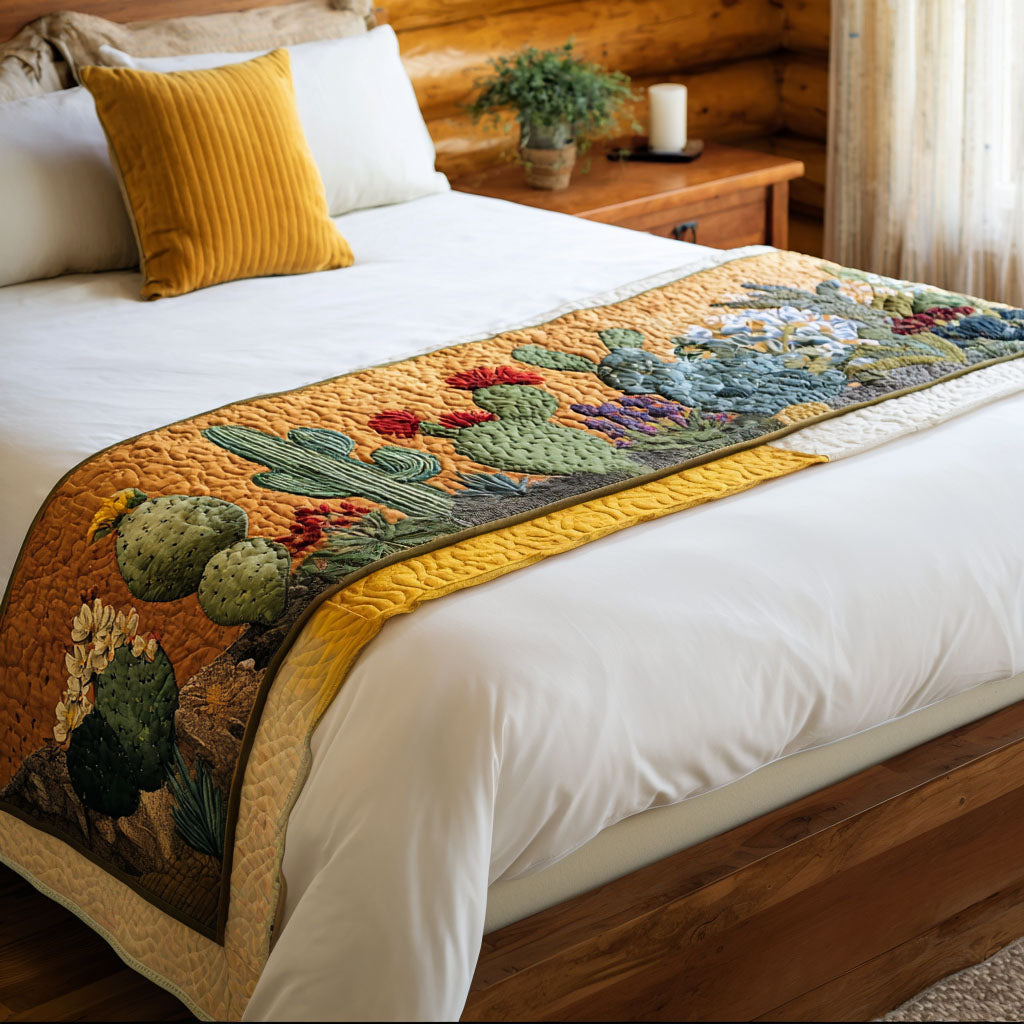 Kaktus Blomst Quilted Bed Runner NCU0PT8597