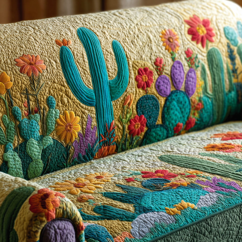 Kaktus Solnedgang Quilted Sofa Dække NCU0DK10840