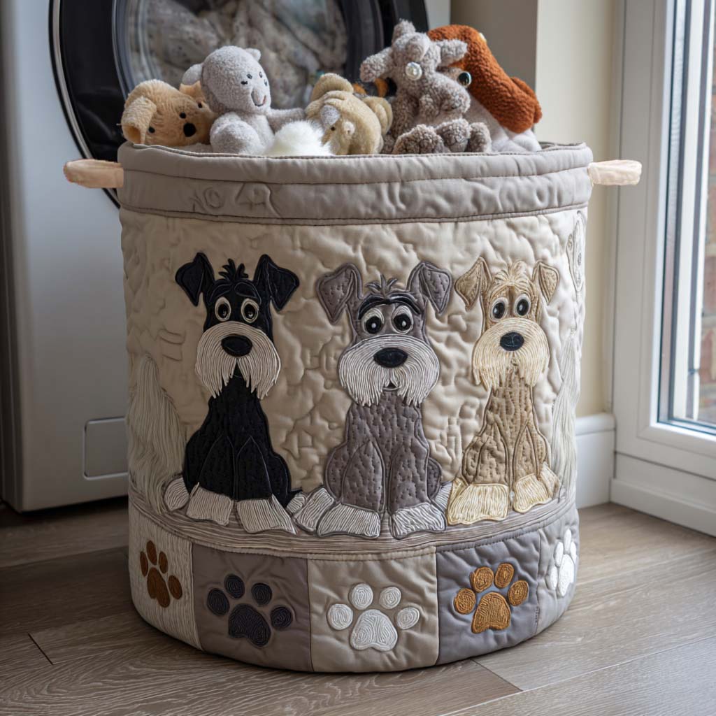 Tegneserie Schnauzer Quiltet Vasketøjskurv NCU0NNT1686
