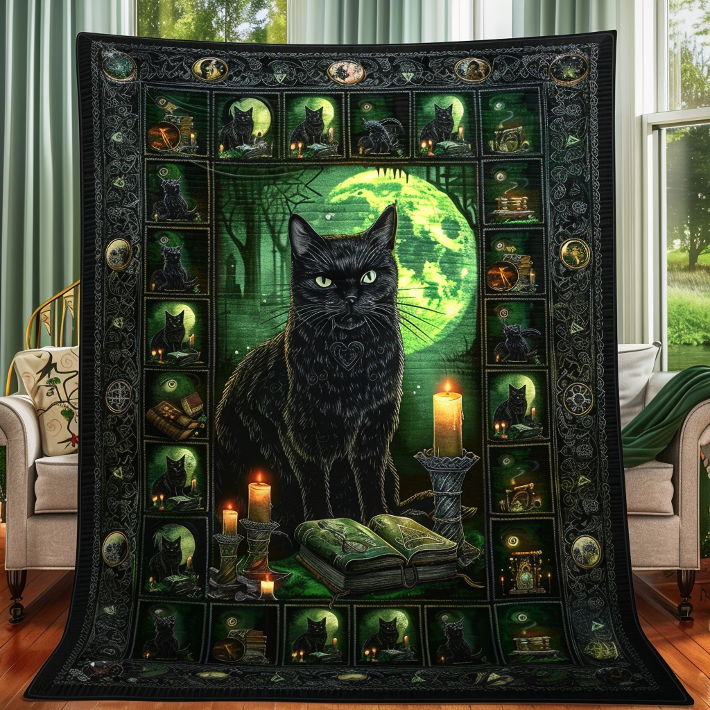 Celtic Magic Black Cats Quiltet Tæppe NCU0TH277