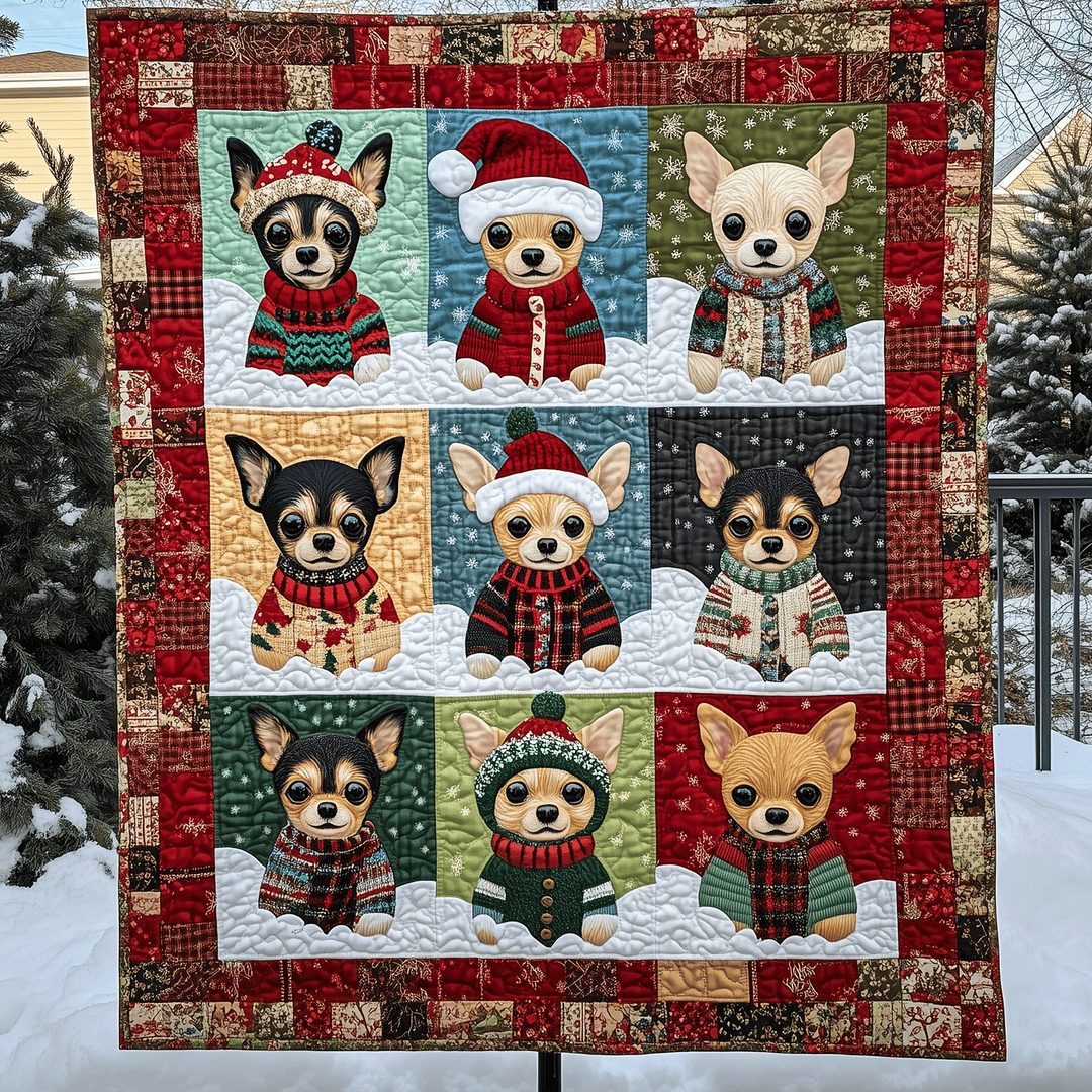 Chihuahua Santa Squad Kunst Quilt Vægophæng NCU0TH1617