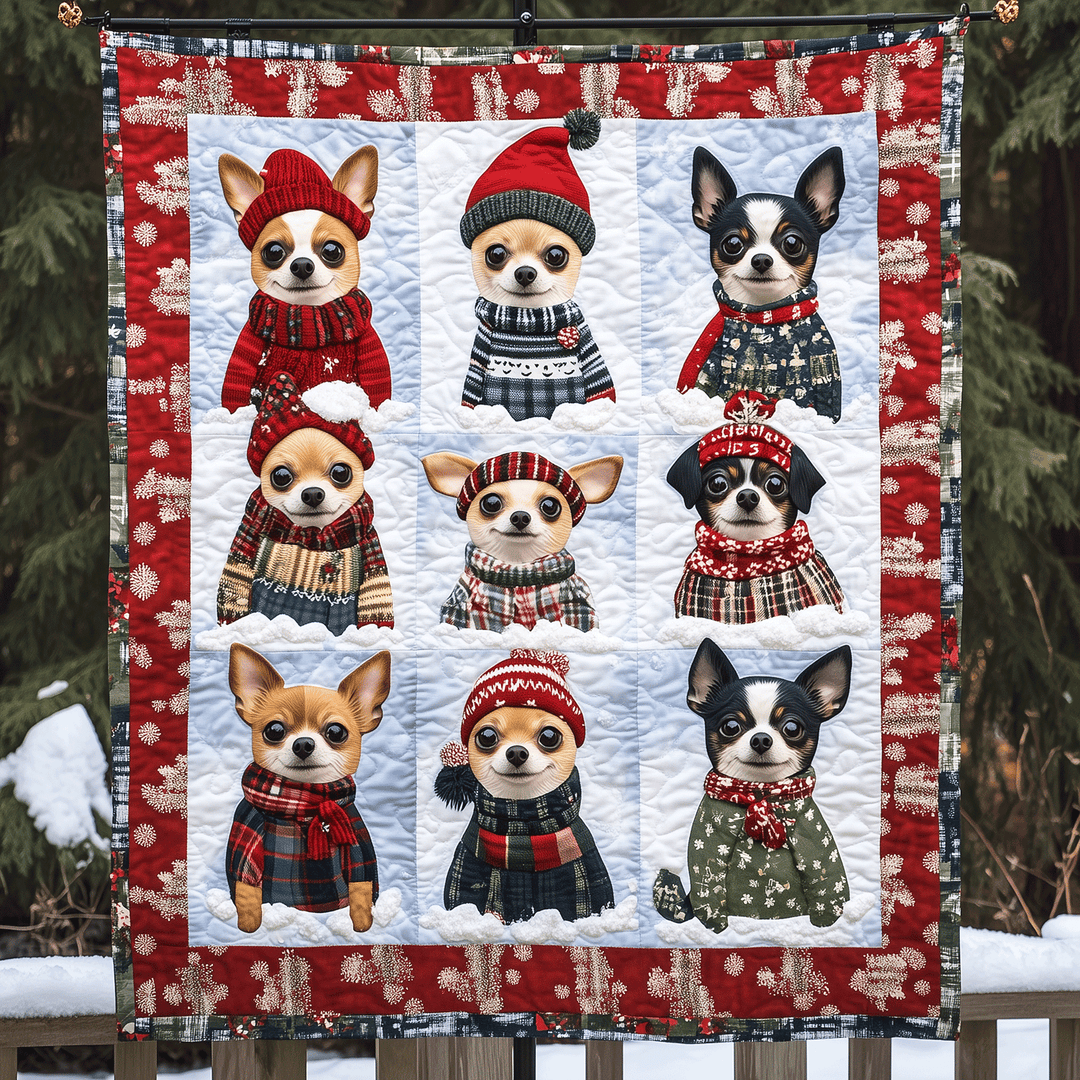 Chihuahua Vinter Glæde Kunst Quilt Ophæng NCU0TH1622