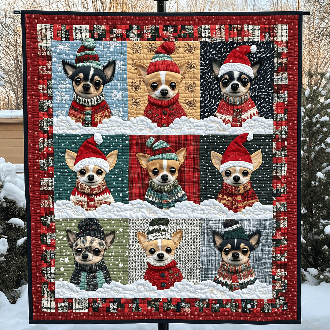 Chihuahua Xmas Crew Kunst Quilt Ophæng NCU0TH1623