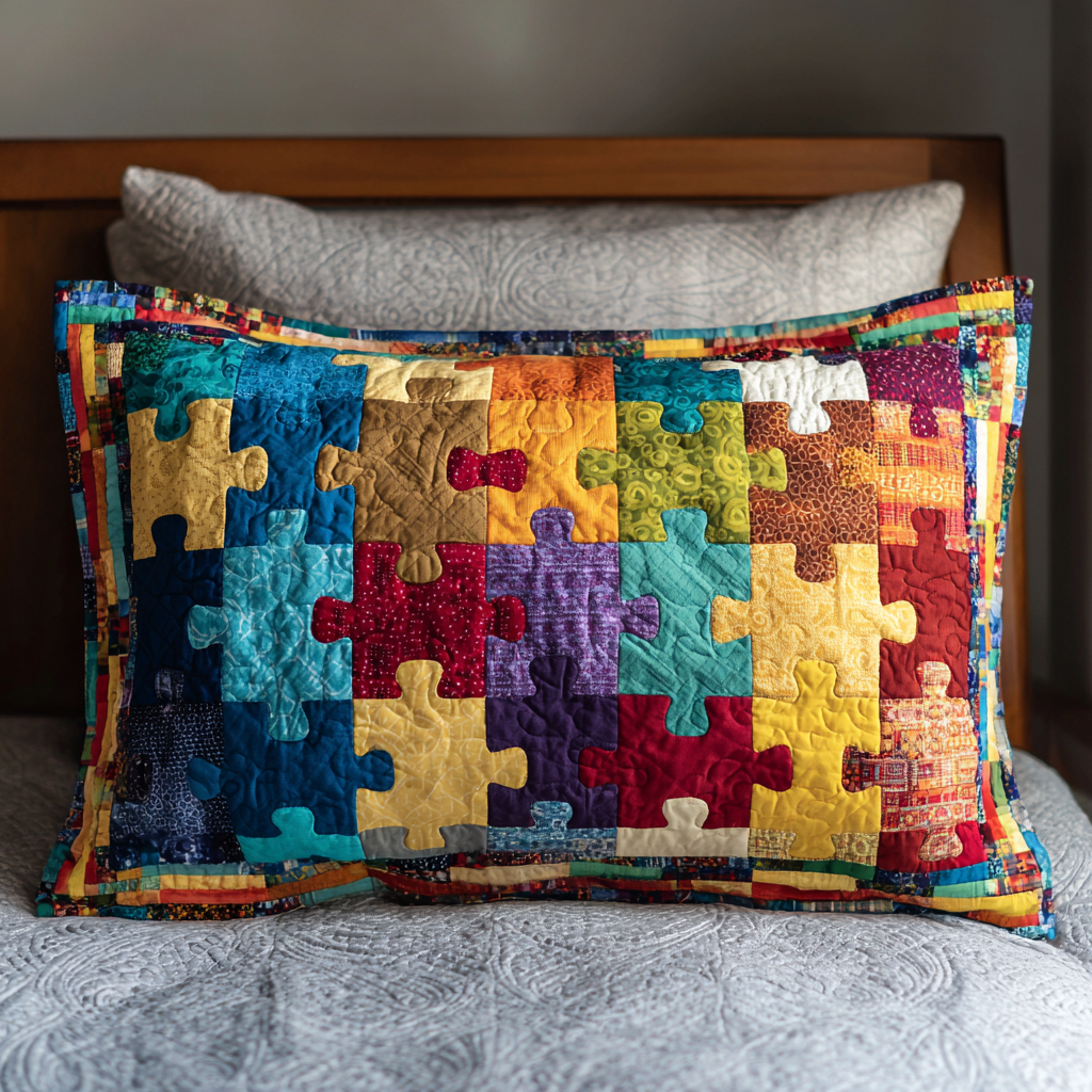 Farveblokke Quilted Sengetøj Pudevar  NCU0NT9579