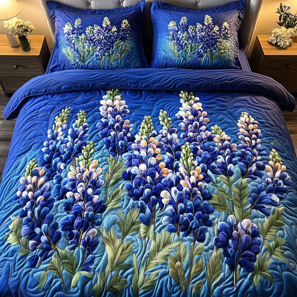 Bluebonnet 3-delt quiltet sengetøjssæt NCU0VT138