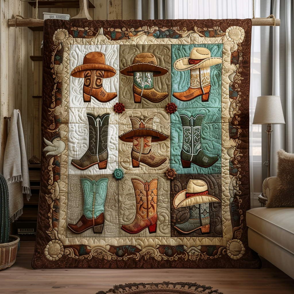 Cowboy Boot Chronicles Quiltet Tæppe NCU0DV018