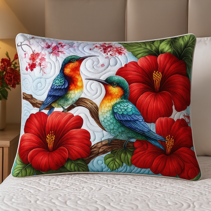 Crimson Blossom Par Quiltet Sengetøj Pude Betræk NCU0NT8642
