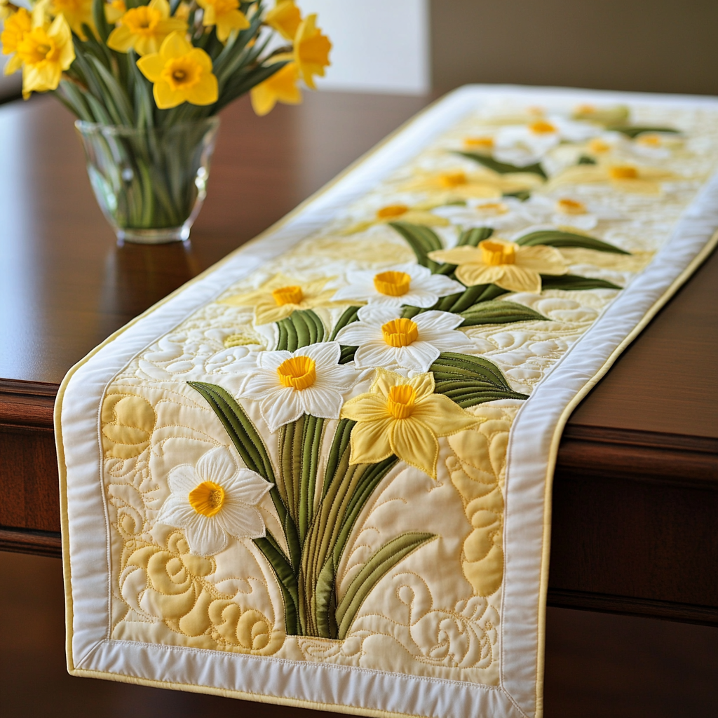 Påskelilje Charm Quilted Bordløber NCU0VL1655
