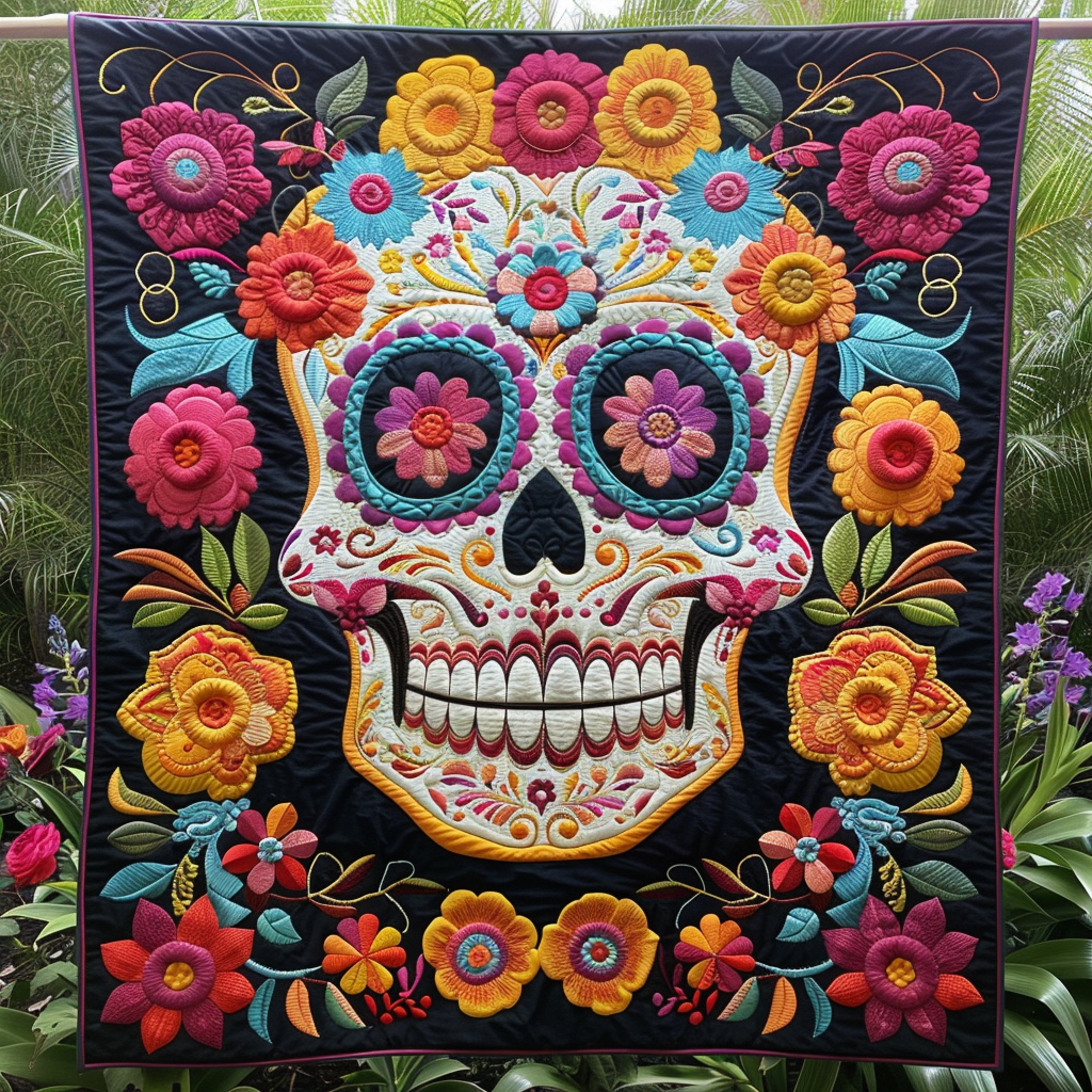 Dia De Los Muertos Quiltet Tæppe NCU0TH506
