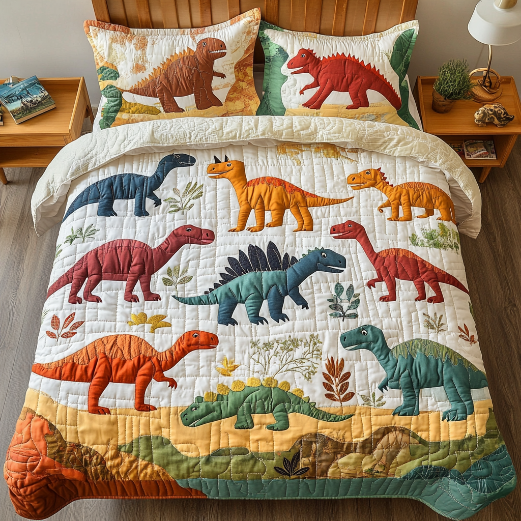 Dino Safari 3-delt quiltet sengetøjssæt NCU0VH3620