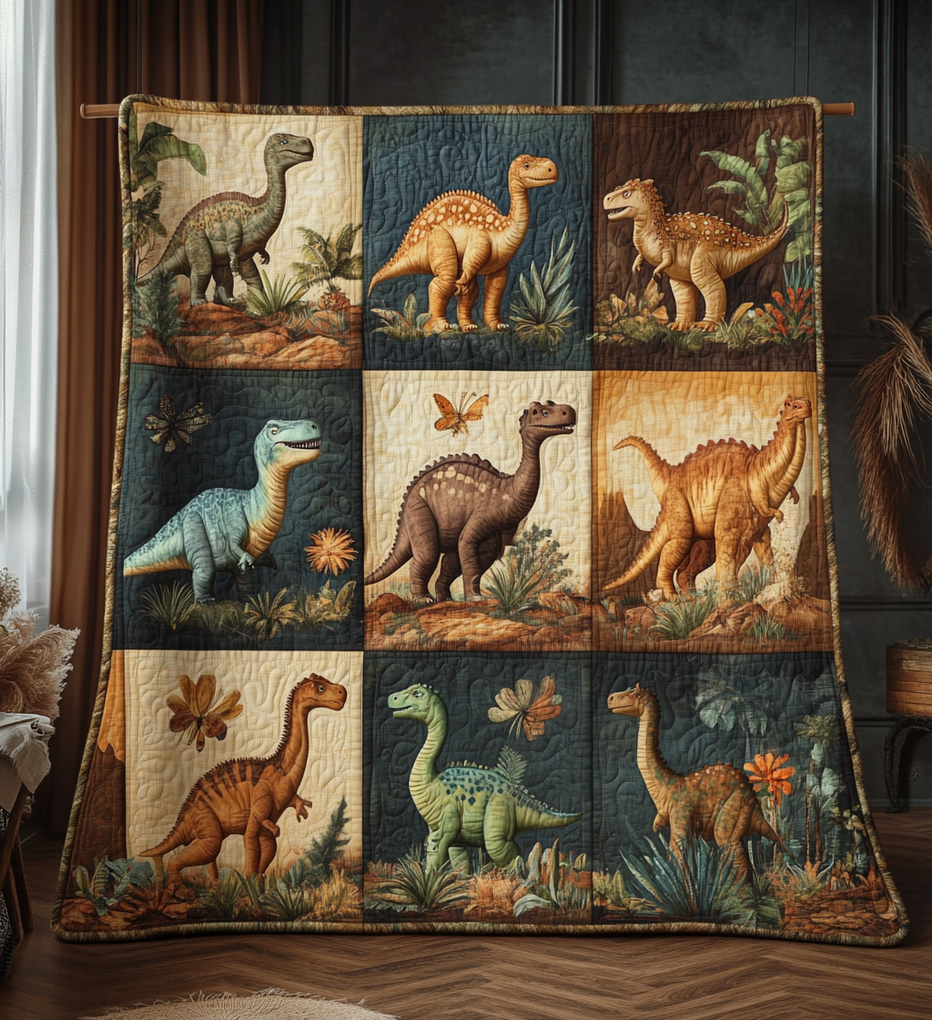 Dino Valley Kunst Quilt Vægophæng NCU0DV827