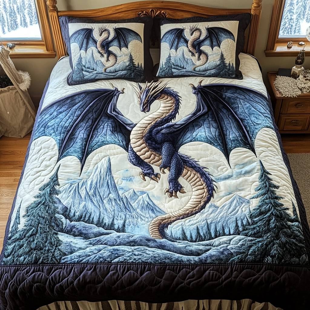 Dragon Crest 3-delt quiltet sengetøjssæt NCU0DV1856
