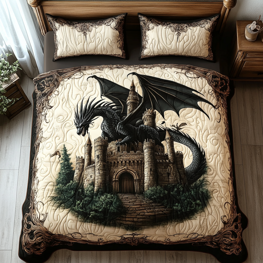 Dragon Fortress 3-delt quiltet sengetøjssæt NCU0DV2683