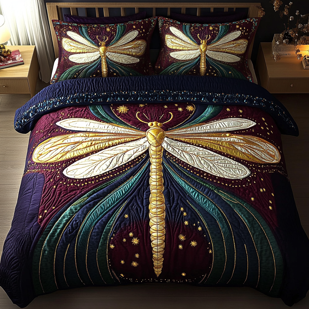 Dragonfly Dreams 3-delt quiltet sengetøjssæt NCU0DK3643