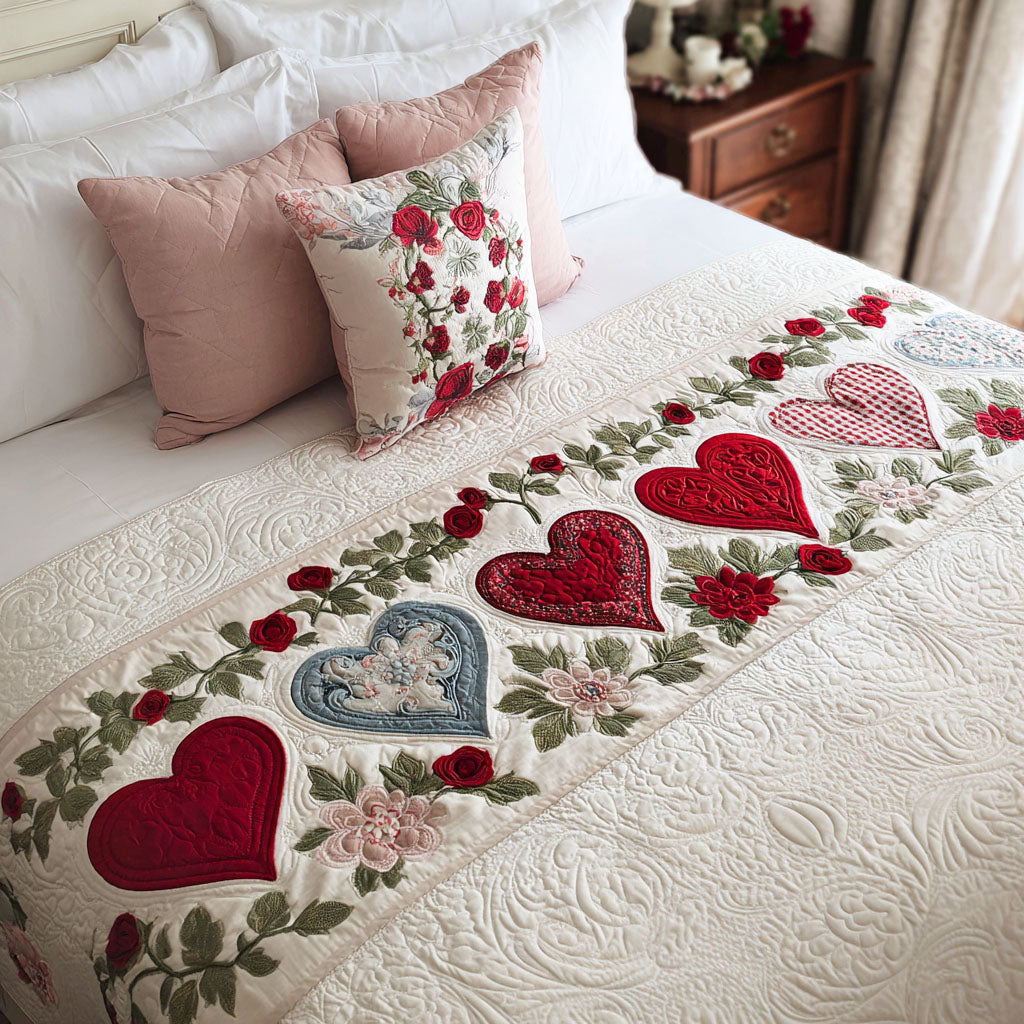 Elegant Hearts Quiltet Sengeløber NCU0PT10805