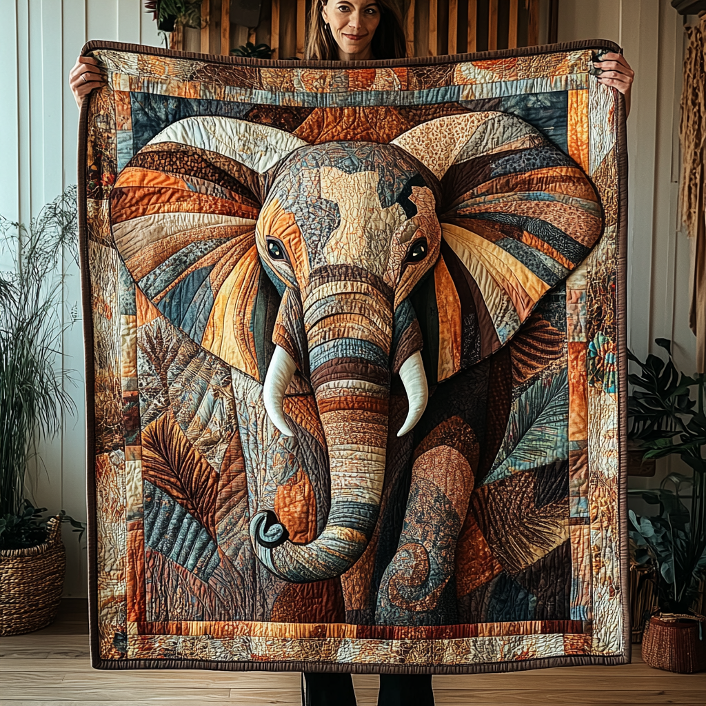 Elephant Echoes Quiltet Tæppe NCU0DK2125