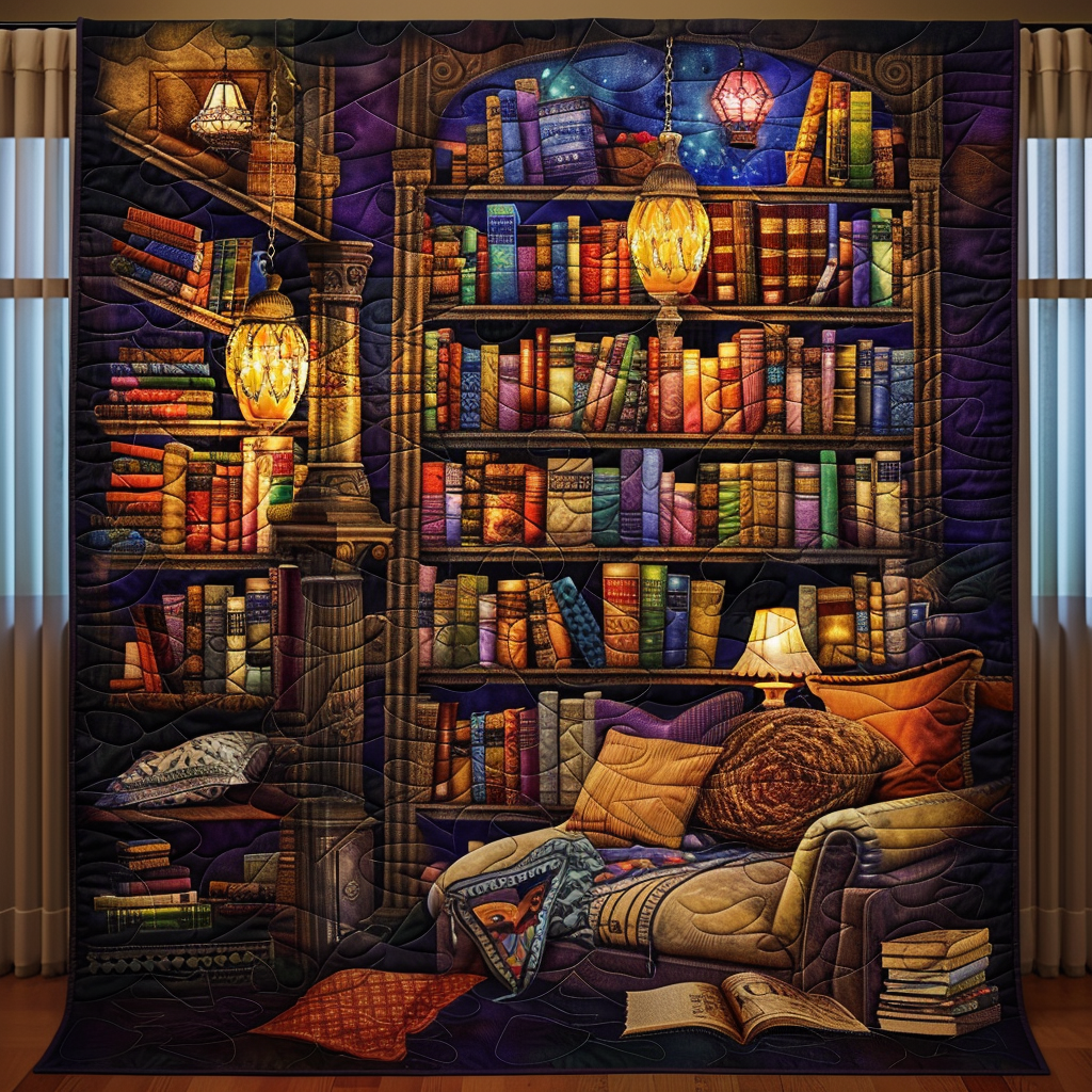 Fantasy Bibliotek Quiltet Tæppe NCU0TH531