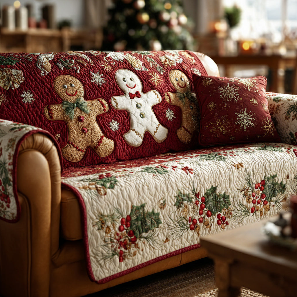 Festlig Ingefærbrød Mand Quilted Sofa Dække NCU0HH1128
