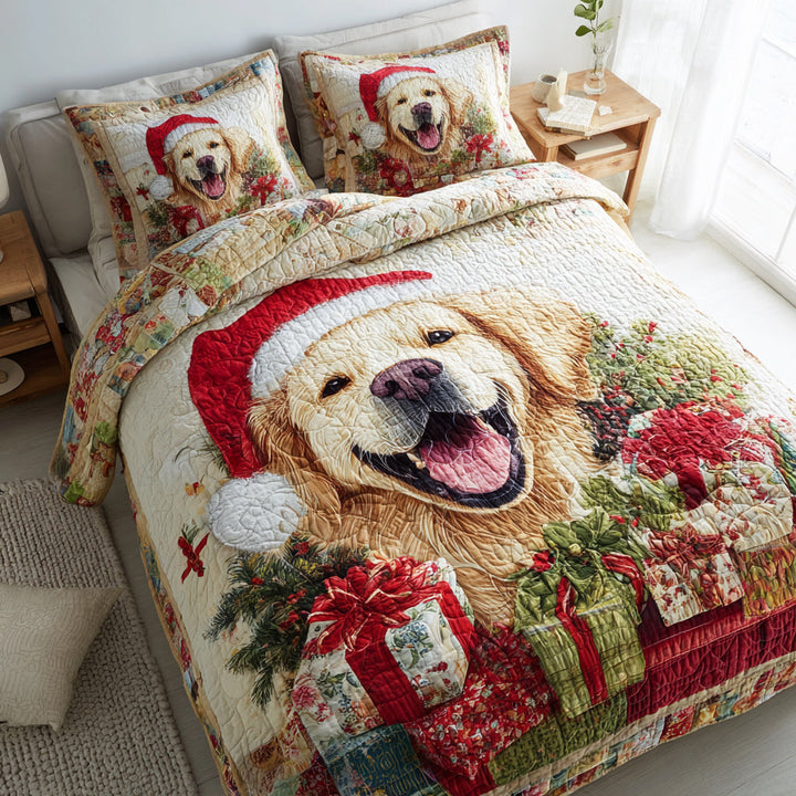 Golden Retriever 3-delt quiltet sengetøjssæt NCU0VT253