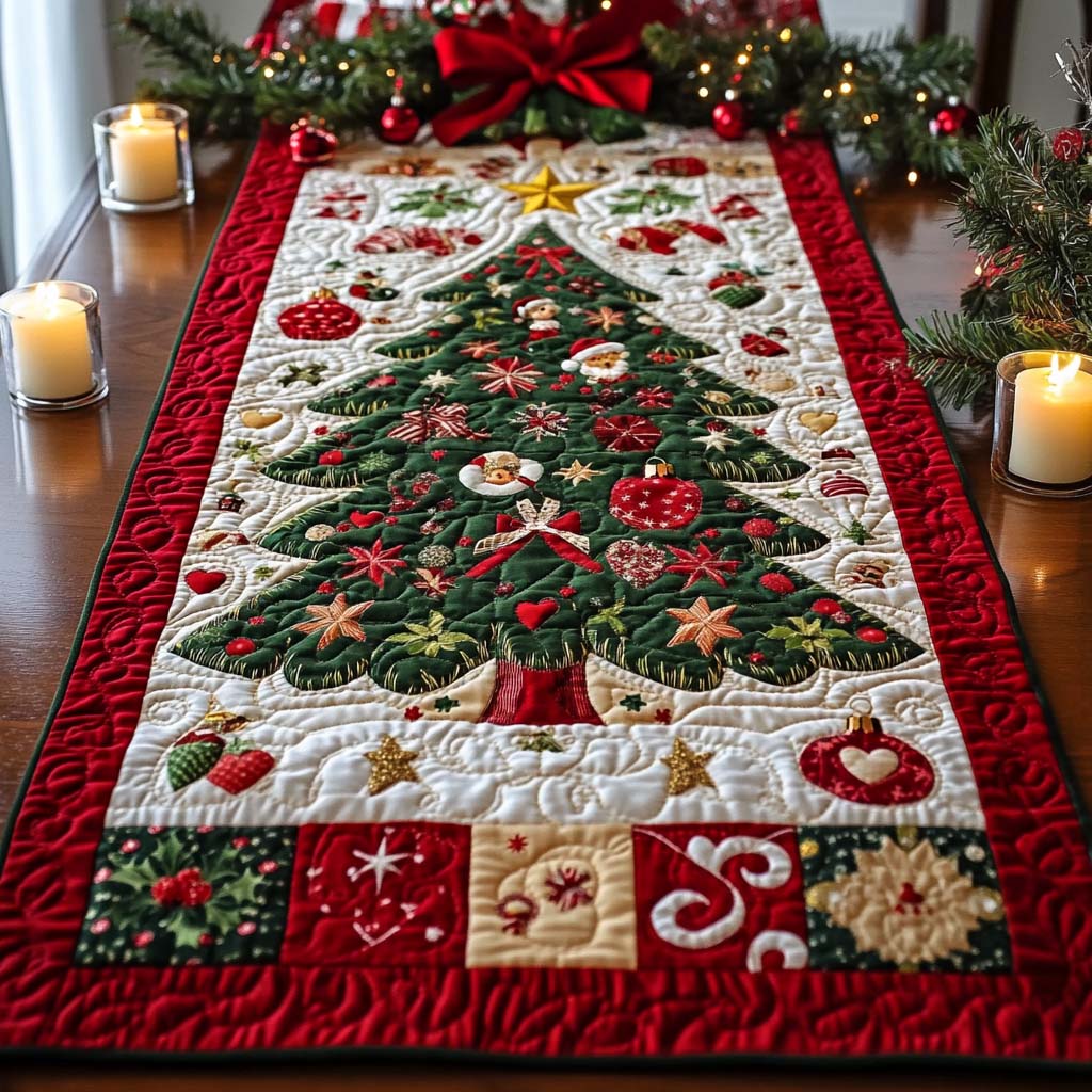 Festlig Glitrende Quiltet Bordløber NCU0NT663