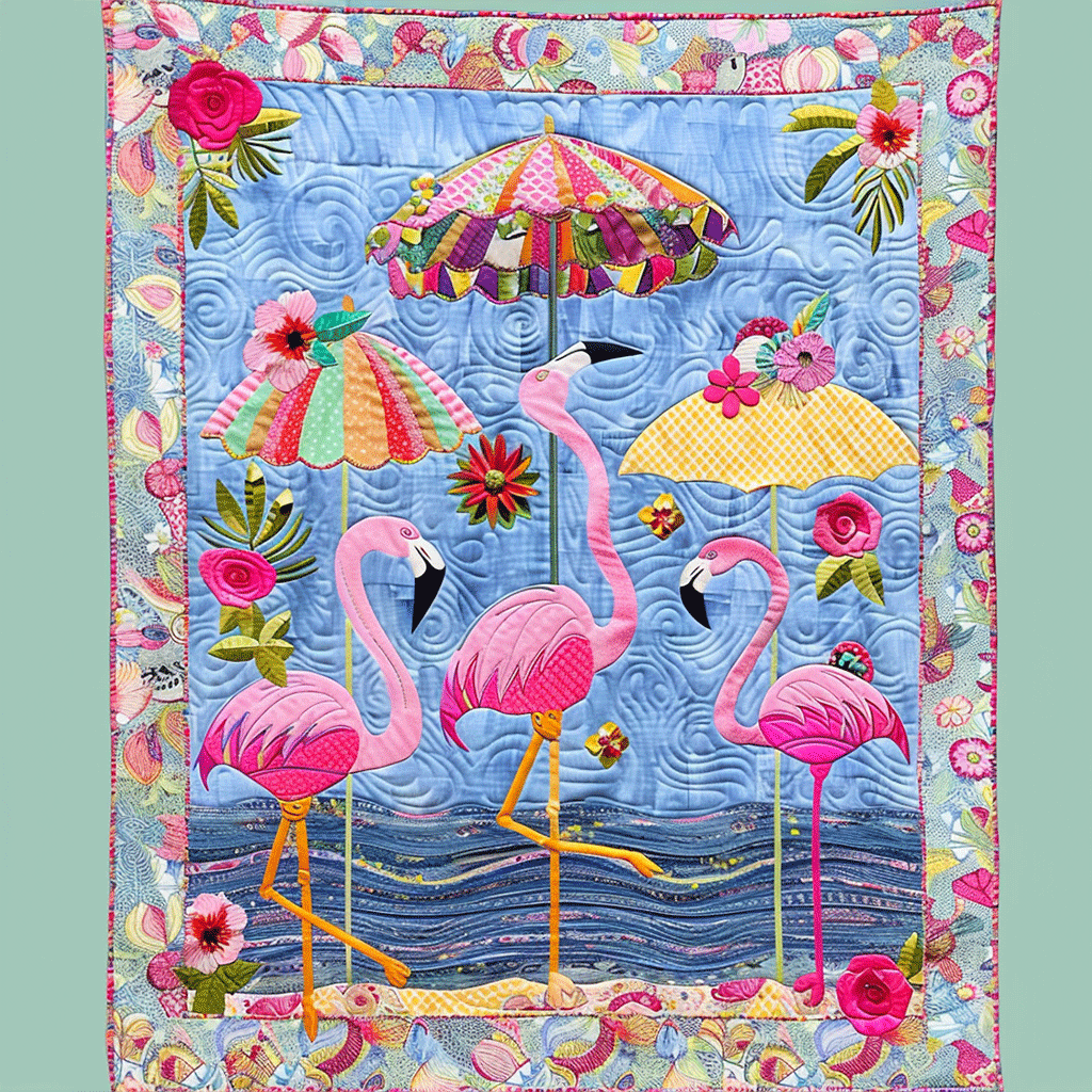 Flamingo Oasis Quiltet Tæppe NCU0TL722