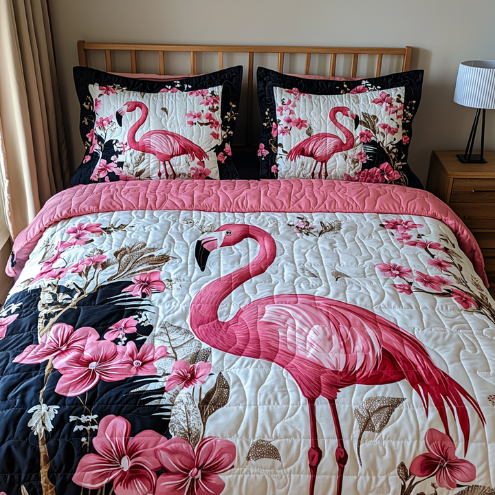 Flamingo 3-delt quiltet sengetøjssæt NCU0VT166