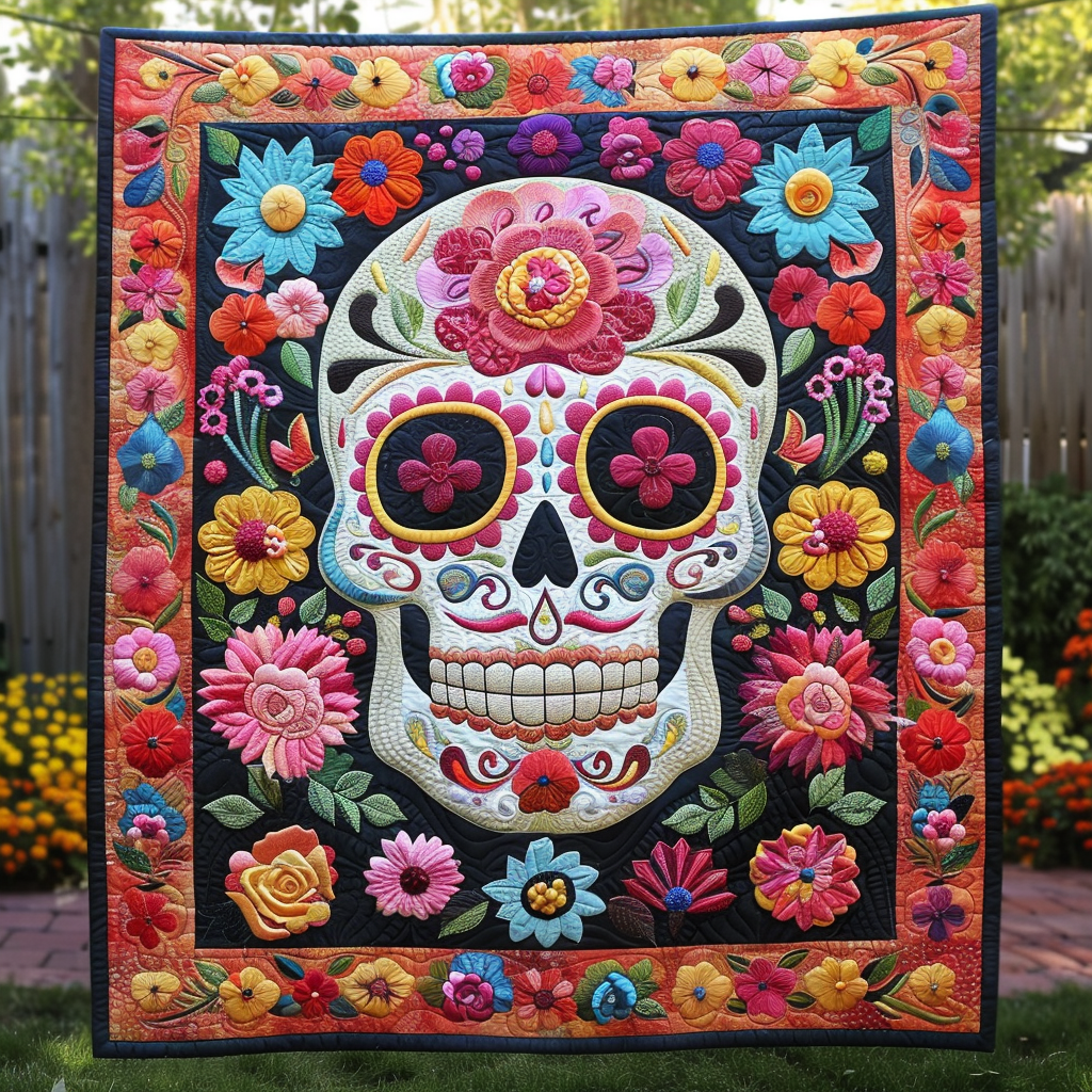 Blomster Sukkerkranie Quilted Tæppe NCU0TH504