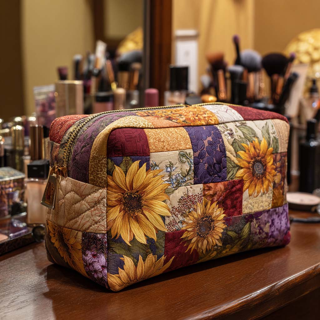 Guld Bloom Quilted Makeup Taske NCU0NT10170