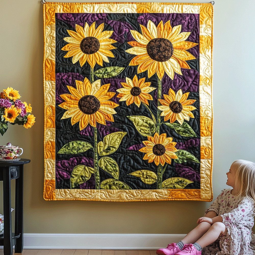 Gyldent Buket Kunst Quilt Ophæng NCU0TL951