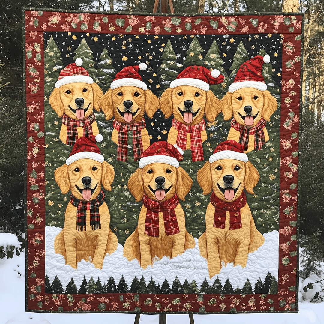 Gylden Jul Kunst Quilt Hængende NCU0TH1604