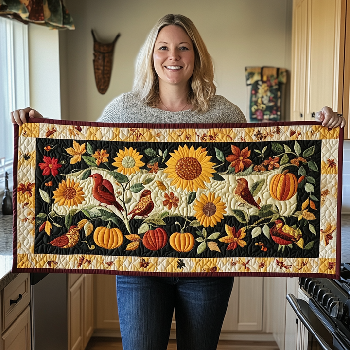 Gylden Efterår Quilted Bordløber NCU0TL1320