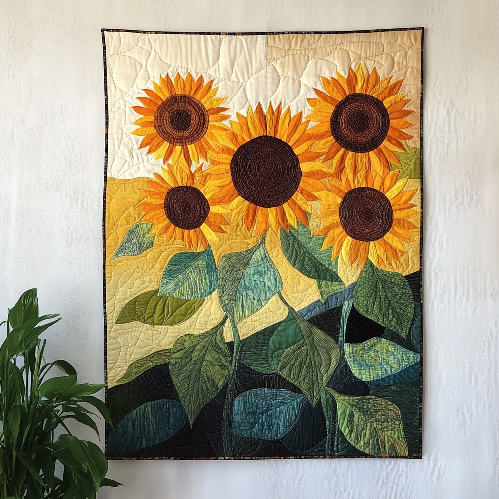 Gylden Felt Kunst Quilt Ophæng NCU0TL941