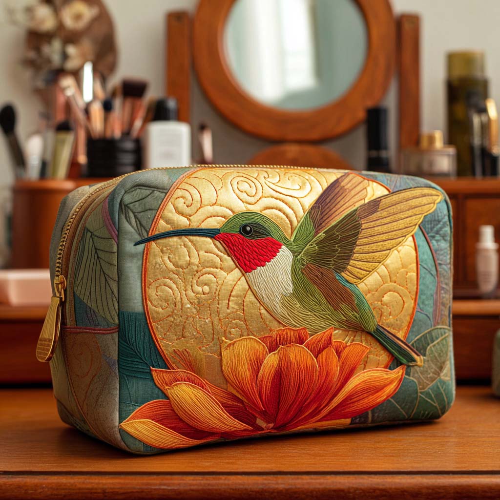 Guld Humming Quilted Makeup Taske NCU0NT10162