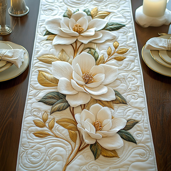 Guld Magnolia Quilted Bordløber NCU0DV3640