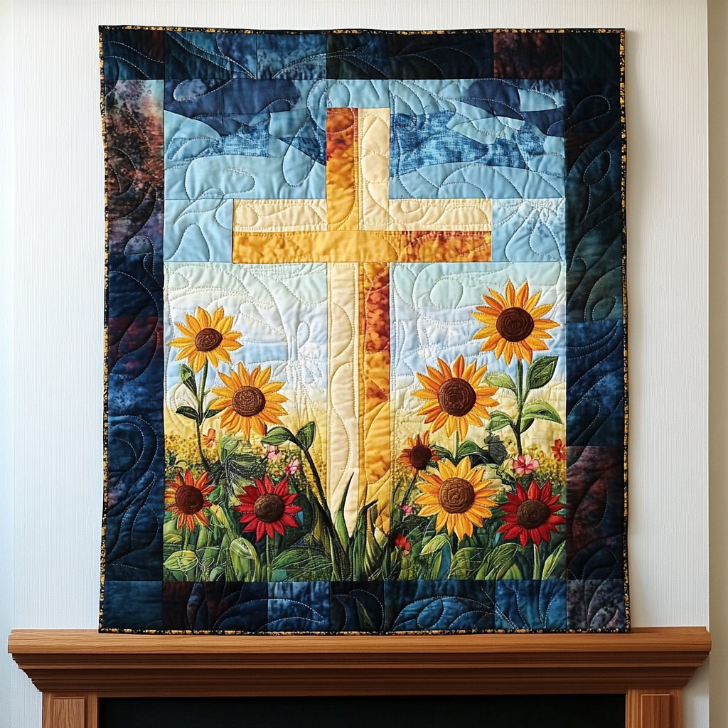 Gyldne Petals Kunst Quilt Ophæng NCU0TL933
