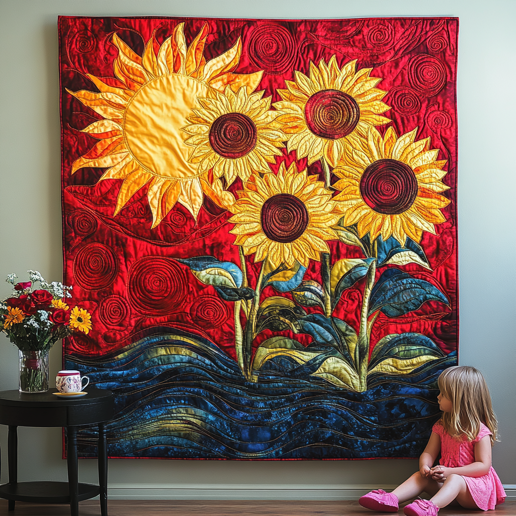 Gyldne Stråler Kunst Quilt Ophæng NCU0TL938