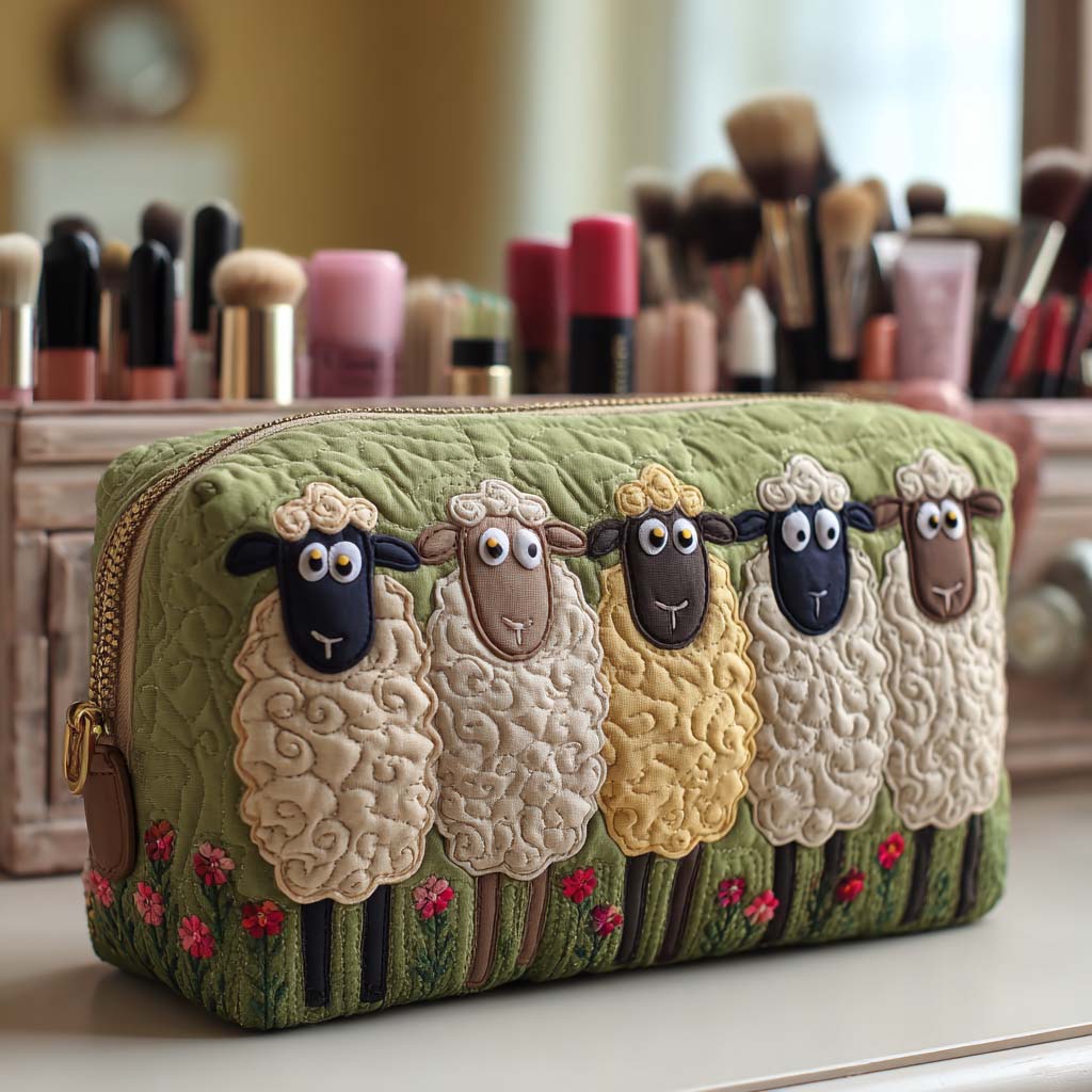 Fåre Quiltet Makeup Taske NCU0VT287