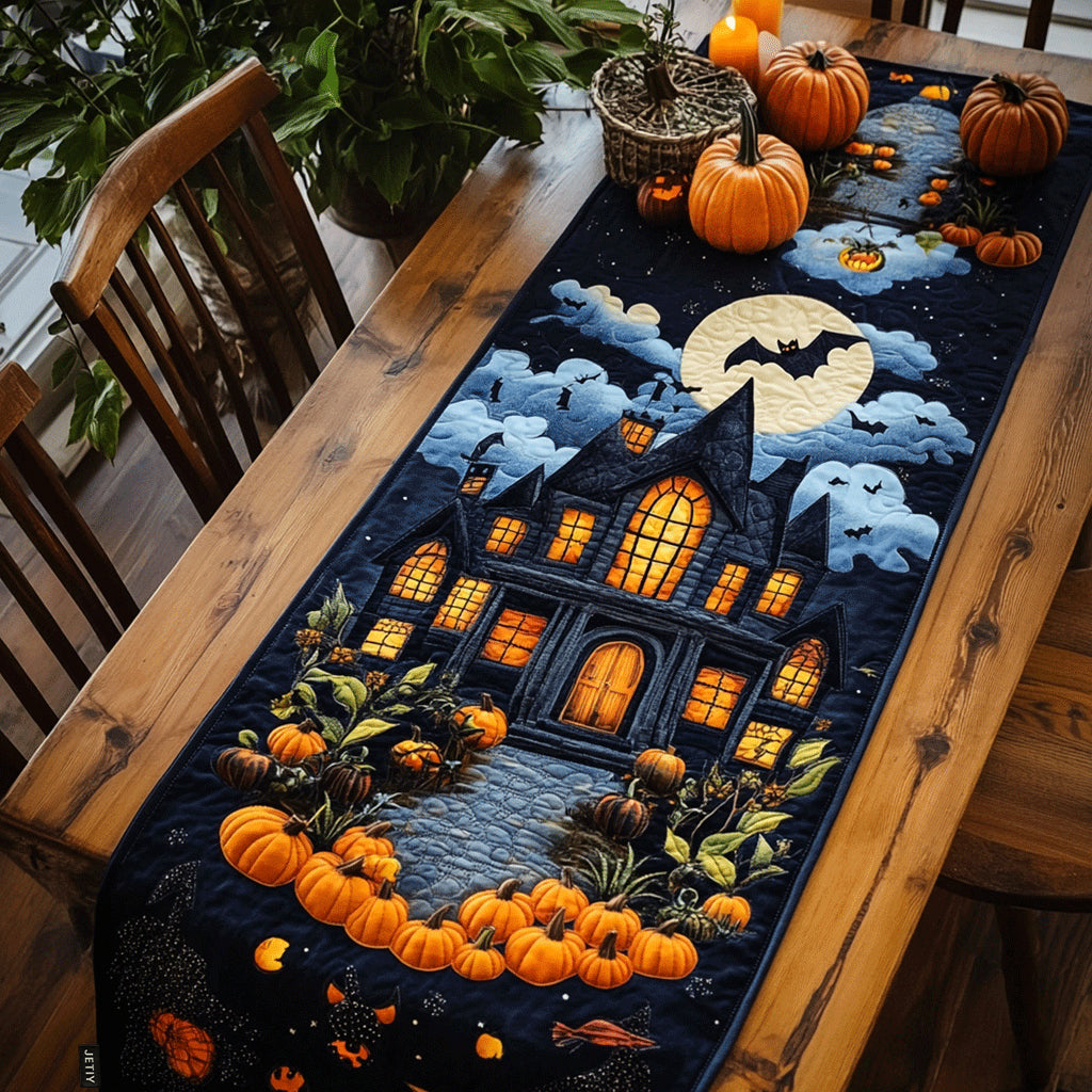Spøgelseshus Halloween Quiltet Bordløber NCU0PD691