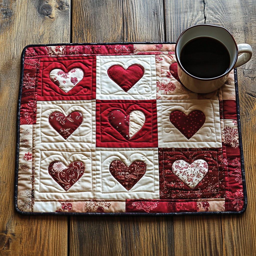 Hjerte Blomstrende Quilted Bordskåner NCU0DV2933