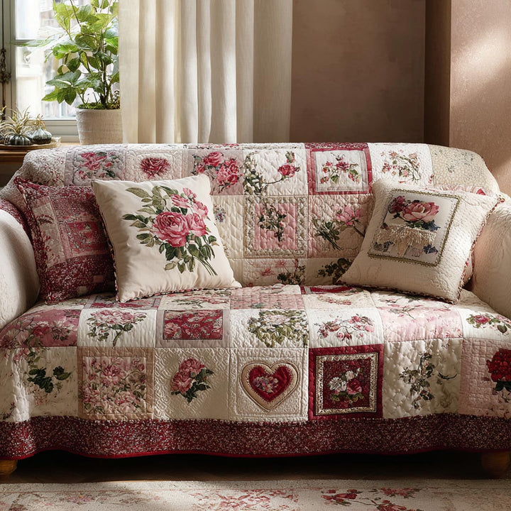 Hjerte Blomster Quilted Sofa Dække NCU0DV9138
