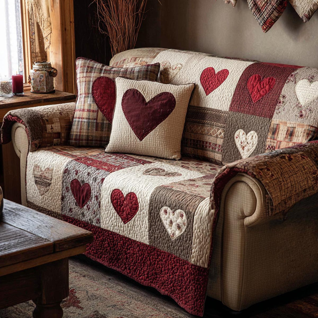 Hjerte Quiltet Sofa Dække NCU0VT371