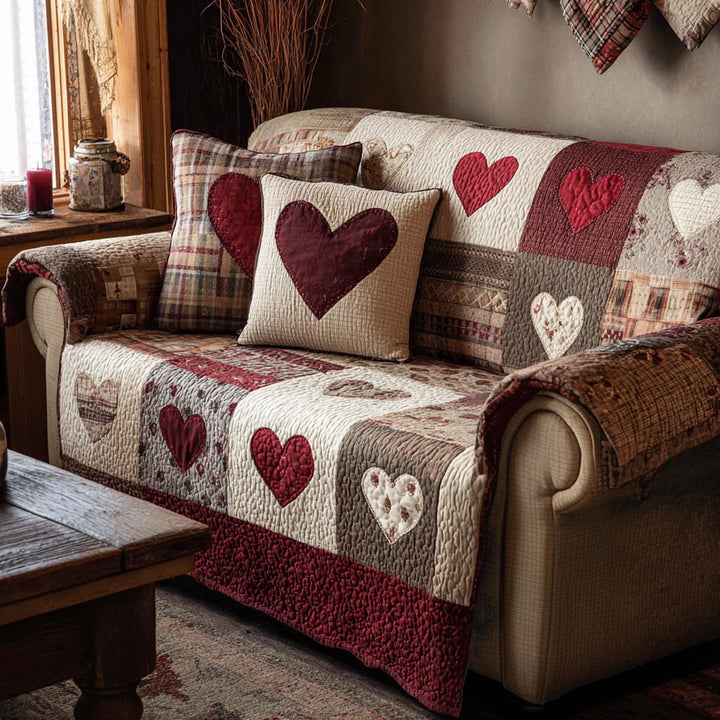 Hjerte Quiltet Sofa Dække NCU0VT371