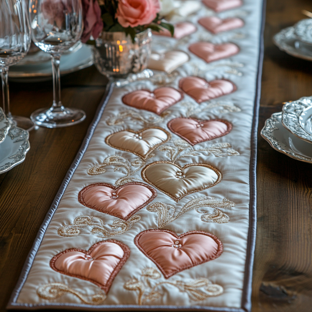 Hjerter Quilted Table Runner NCU0VT99