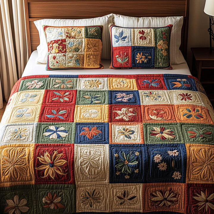 Patchwork 3-delt quiltet sengetøjssæt NCU0VT100
