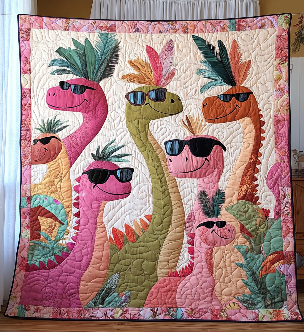 Hilarious Dinosaur Art Quilt Hanging NCU0DV832